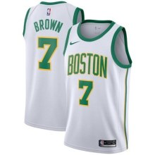 NBA Boston Celtics White with Gold Green Name #7 BROWN Jersey High Quality Name and Number Print
