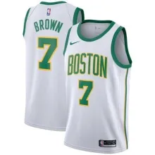 NBA Boston Celtics White with Gold Green Name #7 BROWN Jersey High Quality Name and Number Print