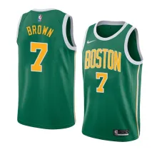 NBA Boston Celtics Green with Yellow Name #7 BROWN Jersey High Quality Name and Number Print