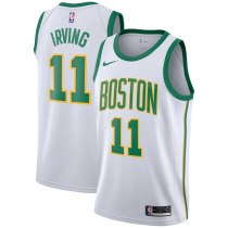 NBA Boston Celtics White with Gold Green Name #11 IRVING Jersey High Quality Name and Number Print