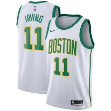 NBA Boston Celtics White with Gold Green Name #11 IRVING Jersey High Quality Name and Number Print