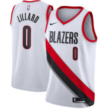 NBA Portland Trail Blazers White # 0 LILLARD Jersey High Quality Name and Number Print