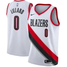 NBA Portland Trail Blazers White # 0 LILLARD Jersey High Quality Name and Number Print
