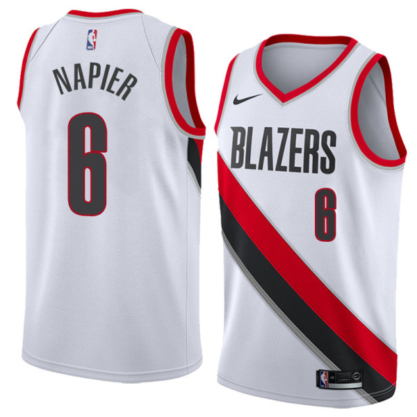 NBA Portland Trail Blazers White #6 NAPIER Jersey High Quality Name and Number Print