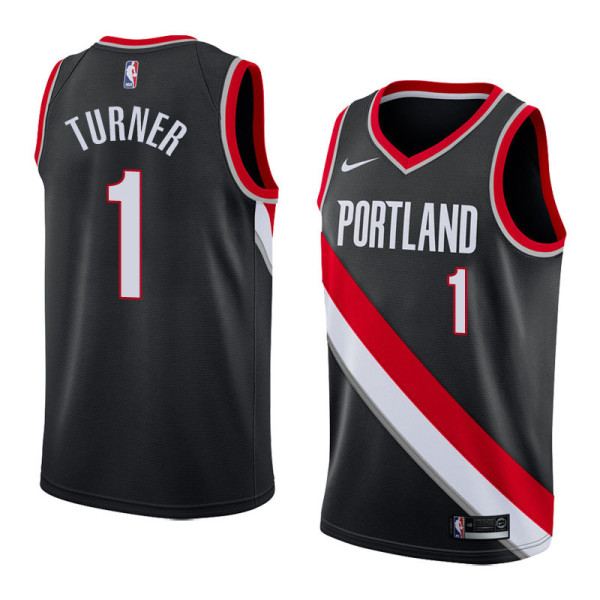NBA Portland Trail Blazers Black #1 TURNER Jersey High Quality Name and Number Print
