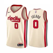 NBA Portland Trail Blazers Beige #0 LILLARD Jersey High Quality Name and Number Print