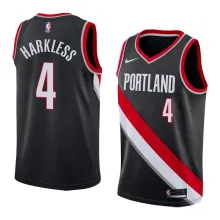 NBA Portland Trail Blazers Black #4 HARKLESS Jersey High Quality Name and Number Print