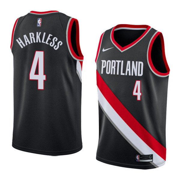 NBA Portland Trail Blazers Black #4 HARKLESS Jersey High Quality Name and Number Print
