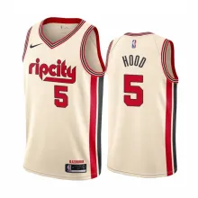 NBA Portland Trail Blazers Beige #5 HOOD Jersey High Quality Name and Number Print