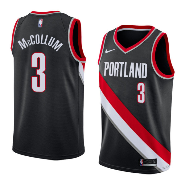 NBA Portland Trail Blazers Black #3 McCOLLUM Jersey High Quality Name and Number Print
