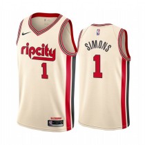 NBA Portland Trail Blazers Beige #1 SIMONS Jersey High Quality Name and Number Print