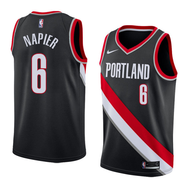 NBA Portland Trail Blazers Black #6 NAPIER Jersey High Quality Name and Number Print