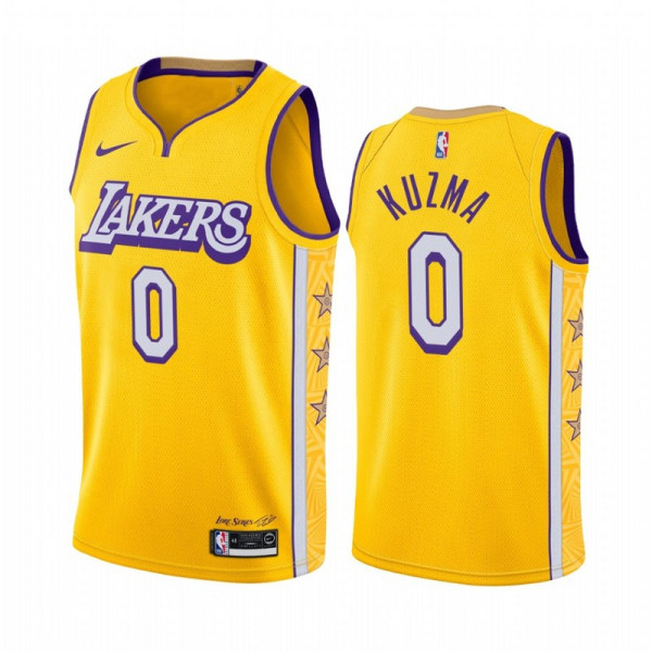 NBA Los Angeles Lakers 19-20 New Yellow #0 KUZMA Jersey High Quality Name and Number Print