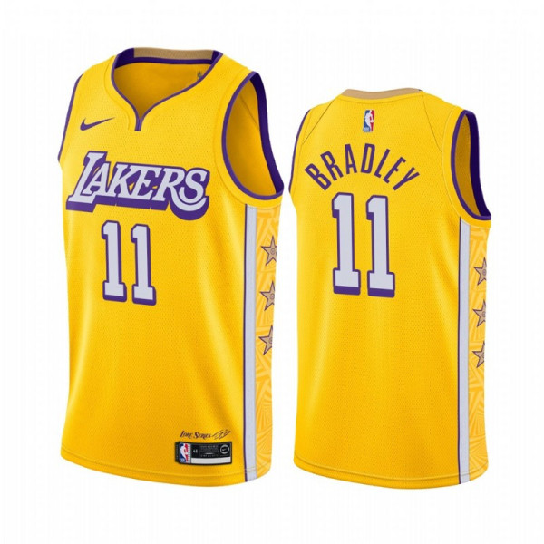 NBA Los Angeles Lakers 19-20 New Yellow #11 BRADLEY Jersey High Quality Name and Number Print