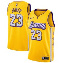 NBA Los Angeles Lakers 19-20 New Yellow #23 JAMES Jersey High Quality Name and Number Print