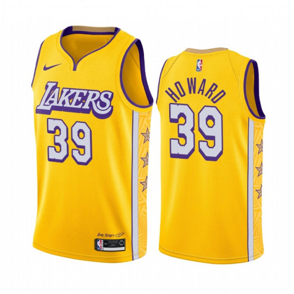 NBA Los Angeles Lakers 19-20 New Yellow #39 HOWARD Jersey High Quality Name and Number Print