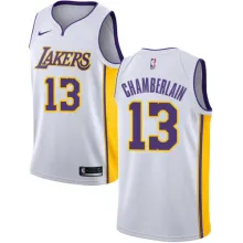 NBA Men Los Angeles Lakers #13 CHAMBERLAIN White V-neck Jersey High Quality Name and Number Print
