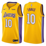 NBA Men Los Angeles Lakers #10 ENNIS Yellow V-neck Jersey Quality Name and Number Print