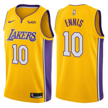 NBA Men Los Angeles Lakers #10 ENNIS Yellow V-neck Jersey Quality Name and Number Print