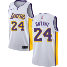 NBA Men Los Angeles Lakers #24 BRYANT White V-neck Jersey High Quality Name and Number Print