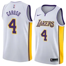 NBA Men Los Angeles Lakers #4 CARUSO White V-neck Jersey High Quality Name and Number Print