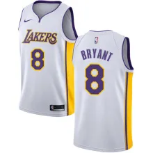 NBA Men Los Angeles Lakers #8 BRYANT White V-neck Jersey High Quality Name and Number Print
