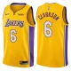 NBA Men Los Angeles Lakers #6 CLARKSON Yellow V-neck Jersey High Quality Name and Number Print