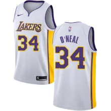 NBA Men Los Angeles Lakers #34 O'NEAL White V-neck Jersey High Quality Name and Number Print
