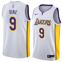 NBA Men Los Angeles Lakers #9 DENG White V-neck Jersey High Quality Name and Number Print