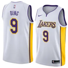 NBA Men Los Angeles Lakers #9 DENG White V-neck Jersey High Quality Name and Number Print