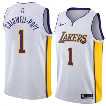NBA Men Los Angeles Lakers #1 CALD WELL-POPE White V-neck Jersey High Quality Name and Number Print