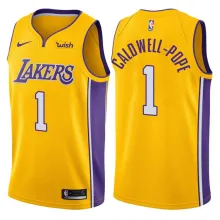 NBA Men Los Angeles Lakers #1 CALD WELL-POPE Yellow V-neck Jersey High Quality Name and Number Print