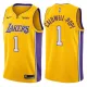 NBA Men Los Angeles Lakers #1 CALD WELL-POPE Yellow V-neck Jersey High Quality Name and Number Print