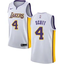 NBA Men Los Angeles Lakers #4 SCOTT White V-neck Jersey High Quality Name and Number Print