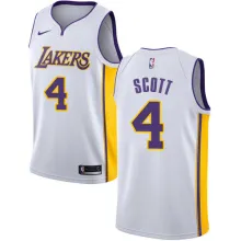 NBA Men Los Angeles Lakers #4 SCOTT White V-neck Jersey High Quality Name and Number Print