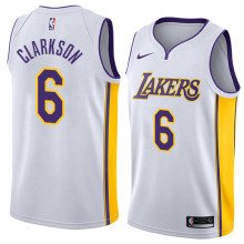 NBA Men Los Angeles Lakers #6 CLARKSON White V-neck Jersey High Quality Name and Number Print