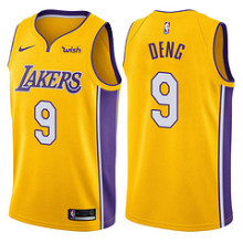 NBA Men Los Angeles Lakers #9 DENG Yellow V-neck Jersey High Quality Name and Number Print