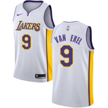 NBA Men Los Angeles Lakers #9 VAN EXEL White V-neck Jersey High Quality Name and Number Print