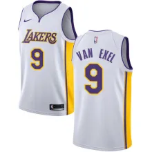 NBA Men Los Angeles Lakers #9 VAN EXEL White V-neck Jersey High Quality Name and Number Print
