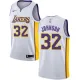 NBA Men Los Angeles Lakers #32 JOHNSON White V-neck Jersey High Quality Name and Number Print