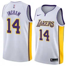 NBA Men Los Angeles Lakers #14 INGRAM White V-neck Jersey High Quality Name and Number Print