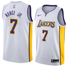 NBA Men Los Angeles Lakers #7 NANCE JR. White V-neck Jersey High Quality Name and Number Print
