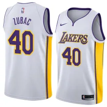 NBA Men Los Angeles Lakers #40 ZUBAC White V-neck Jersey High Quality Name and Number Print