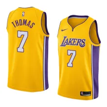 NBA Men Los Angeles Lakers #7 THOMAS Yellow V-neck Jersey High Quality Name and Number Print