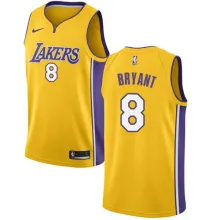 NBA Men Los Angeles Lakers #8 BRYANT Yellow V-neck Jersey Quality Name and Number Print