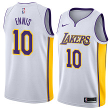 NBA Men Los Angeles Lakers #10 ENNIS White V-neck Jersey High Quality Name and Number Print
