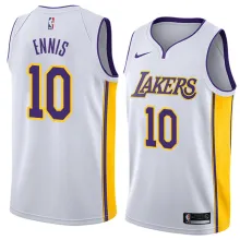 NBA Men Los Angeles Lakers #10 ENNIS White V-neck Jersey High Quality Name and Number Print