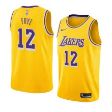 NBA Men Los Angeles Lakers Retro Yellow Round Neck #12 FRYE Jersey High Quality Name and Number Print
