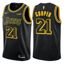 NBA Men Los Angeles Lakers Black #21 COOPER Round Neck Jersey High Quality Name and Number Print