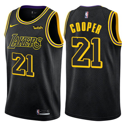 NBA Men Los Angeles Lakers Black #21 COOPER Round Neck Jersey High Quality Name and Number Print